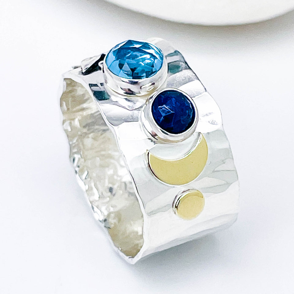 Sterling Silver Celestial Branch Ring - Wide Band Ring Size 9