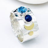 Sterling Silver Celestial Branch Ring - Wide Band Ring Size 9