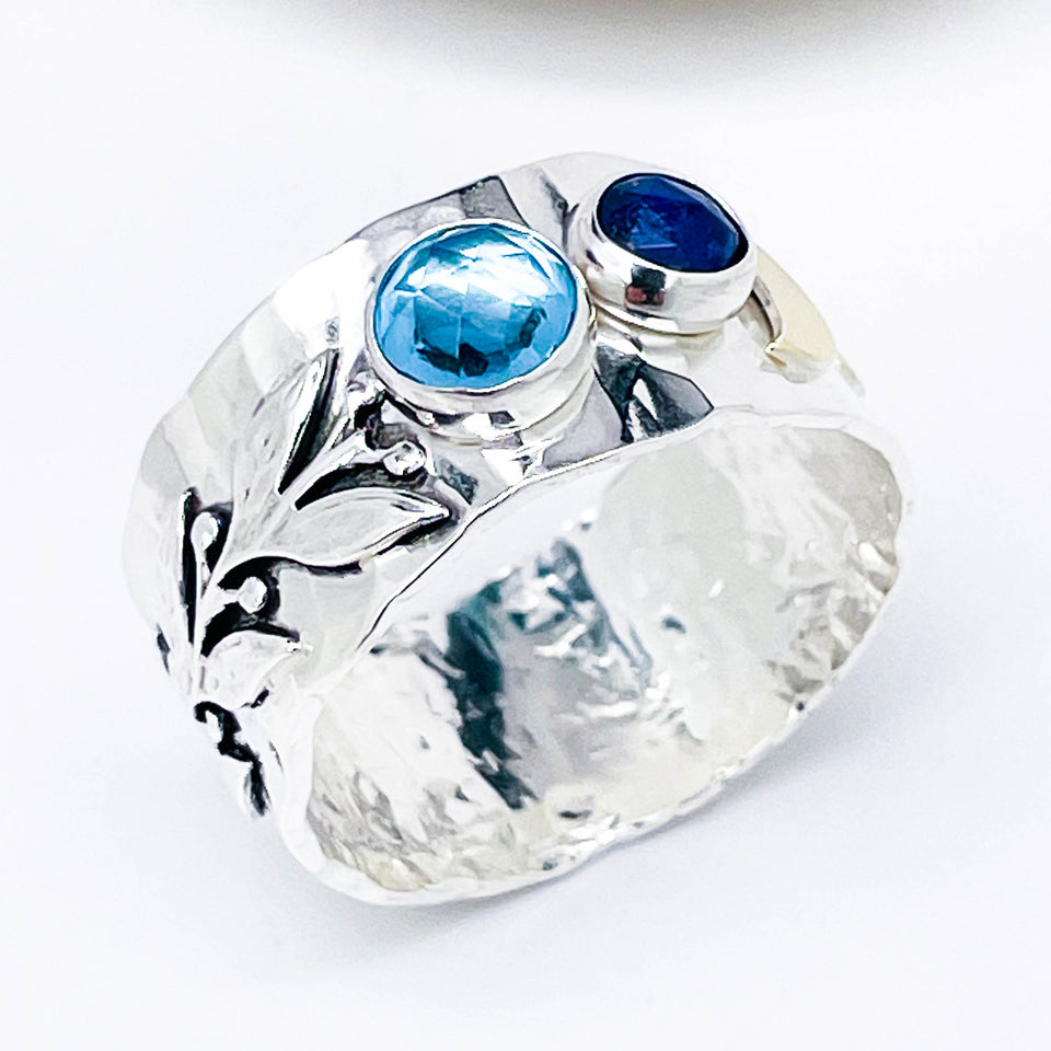 Sterling Silver Celestial Branch Ring - Wide Band Ring Size 9