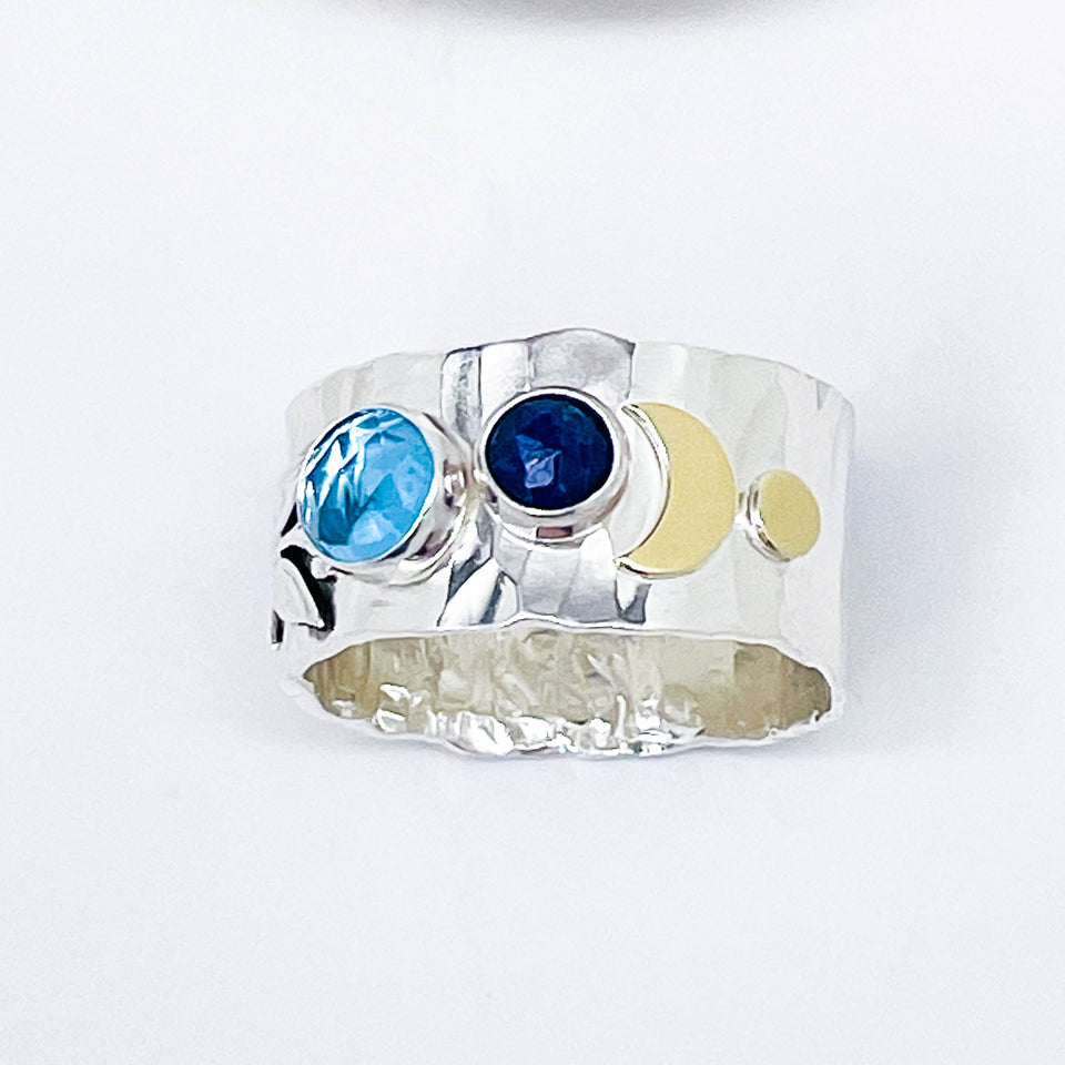 Sterling Silver Celestial Branch Ring - Wide Band Ring Size 9