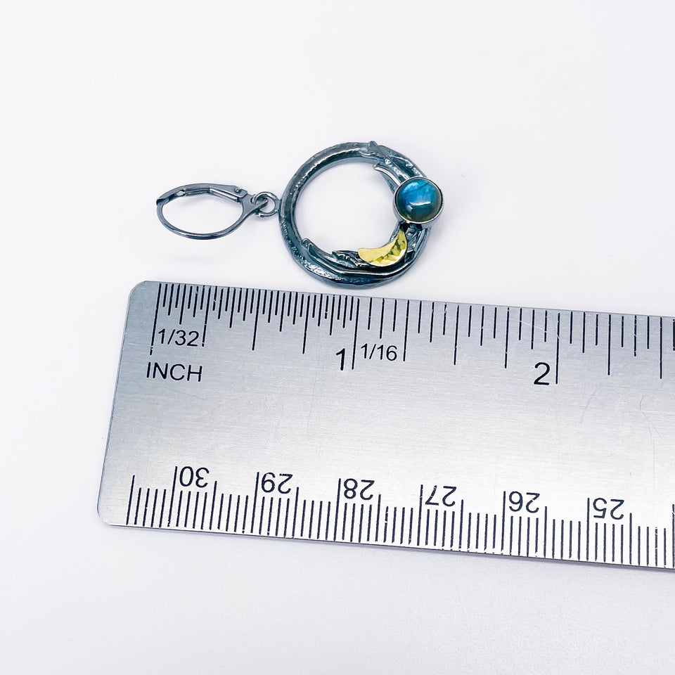 Sterling Silver Labradorite Nest Earrings - Moon Energy Talisman