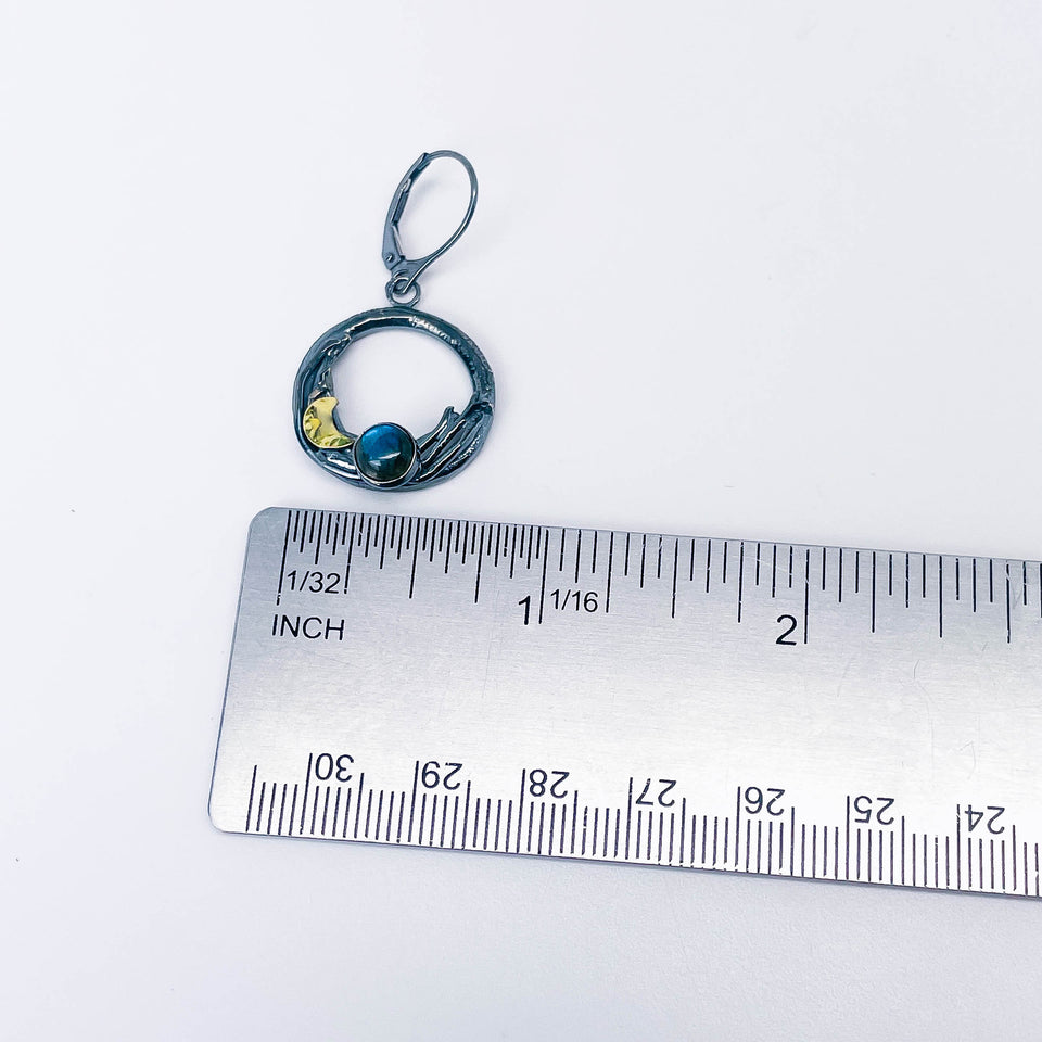 Sterling Silver Labradorite Nest Earrings - Moon Energy Talisman