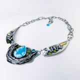 Sterling Silver Larimar Collar Statement Necklace "Nested"