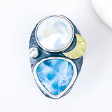 Turquoise Pearl Ring Sizes 7 1/2 to 8