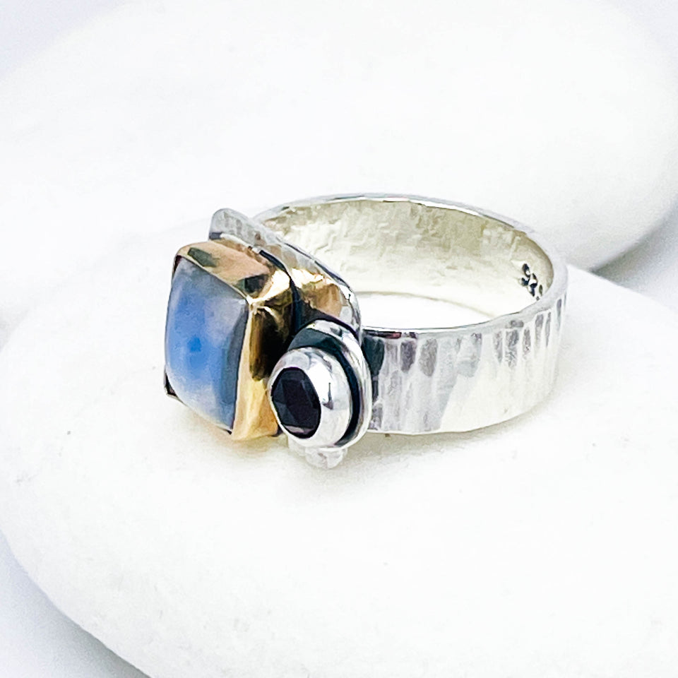 Moonstone Ring Sterling Silver/14k  Size 7 - Intuition Talisman