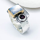 Moonstone Ring Sterling Silver/14k  Size 7 - Intuition Talisman