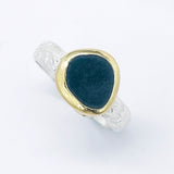 Sterling Silver/18k Basalt Ring Size 7 - Transformation Talisman