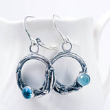 Blue Topaz and Chalcedony Nest Earrings - Lunar Tide Talisman