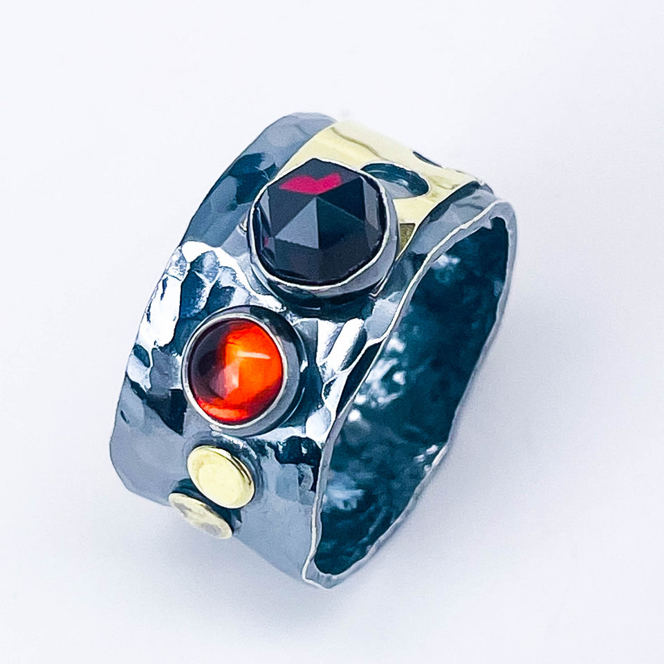 Holy Gold Garnet Ring Size 7 - Transformation Talisman