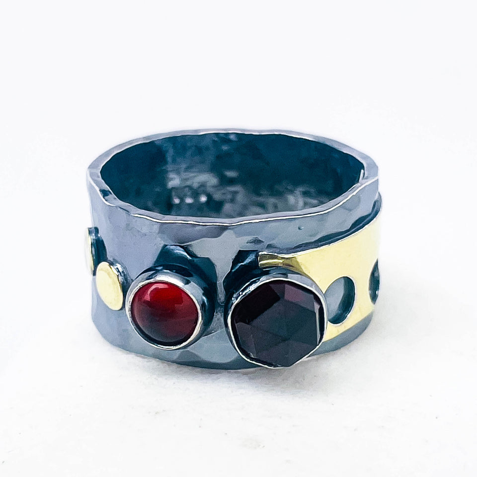 Holy Gold Garnet Ring Size 7 - Transformation Talisman