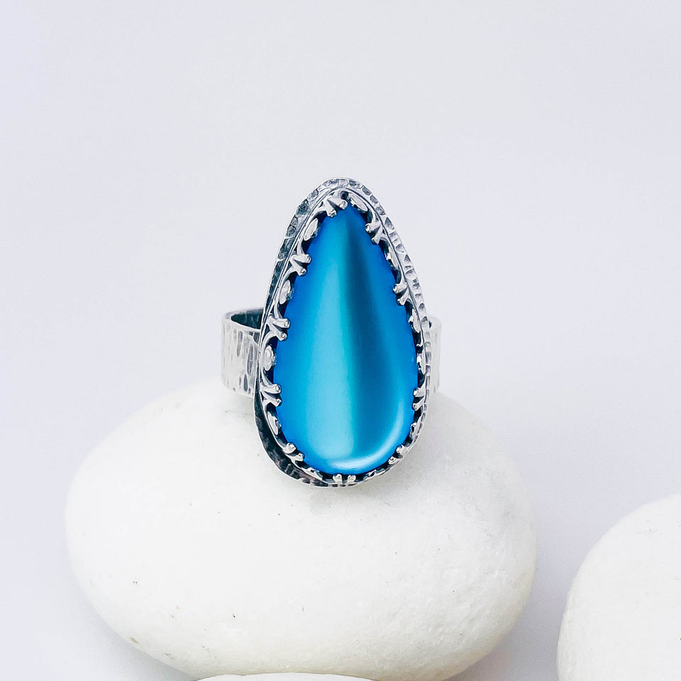 Sterling Silver Aurora Crystal Ring Size 8 1/2 - Transition Talisman