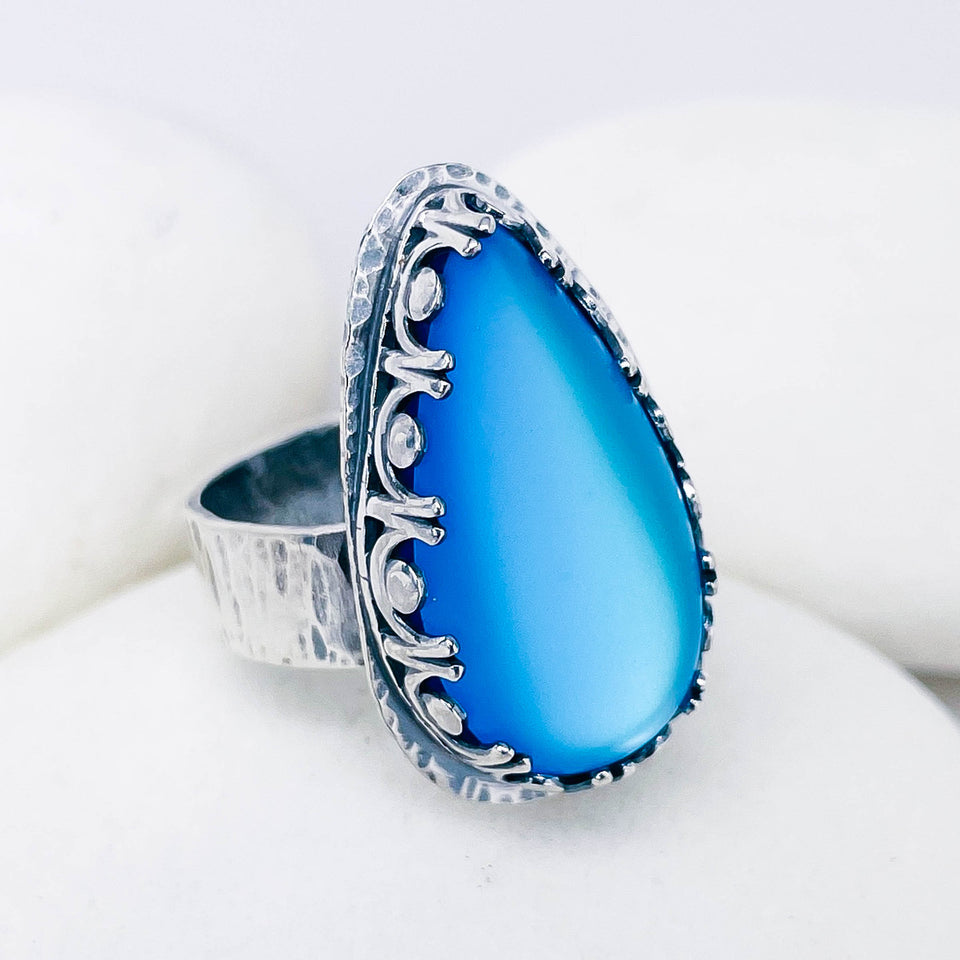 Sterling Silver Aurora Crystal Ring Size 8 1/2 - Transition Talisman