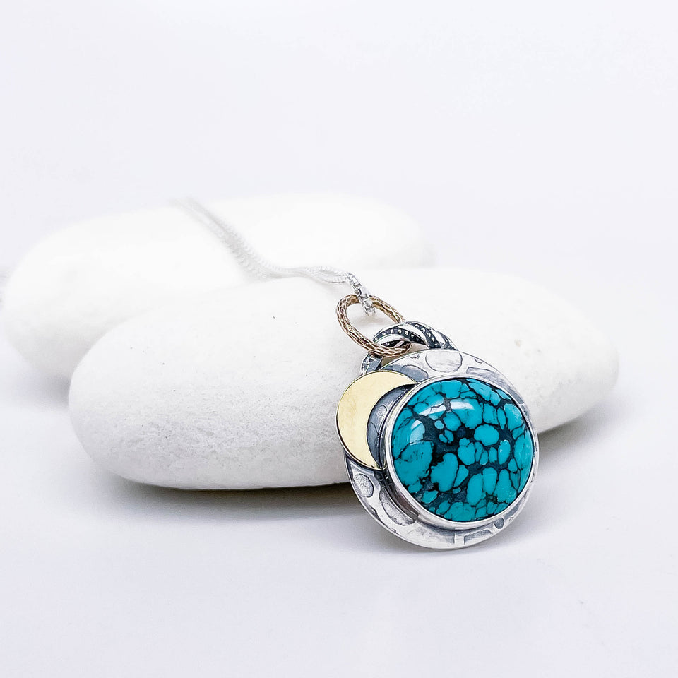 Sterling Silver Turquoise Necklace - Intuitive Strength Talisman