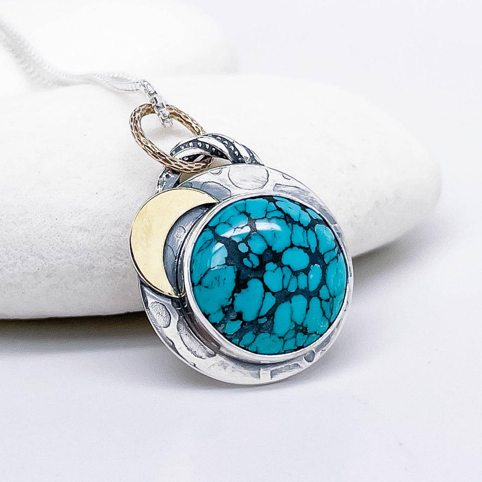 Sterling Silver Turquoise Necklace - Intuitive Strength Talisman