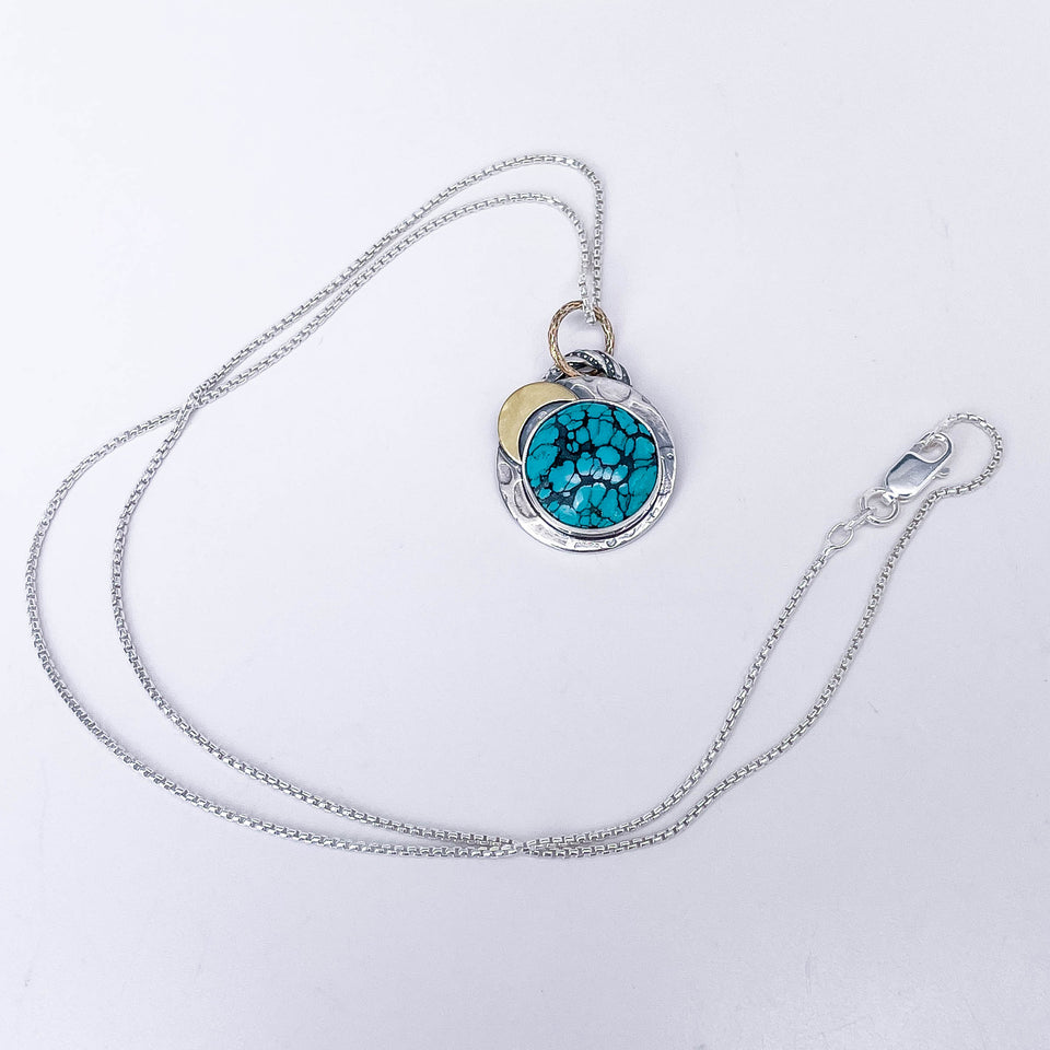 Sterling Silver Turquoise Necklace - Intuitive Strength Talisman