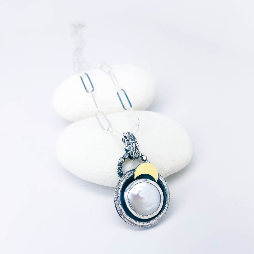 Sterling Silver Pearl Pendant - Serenity Talisman