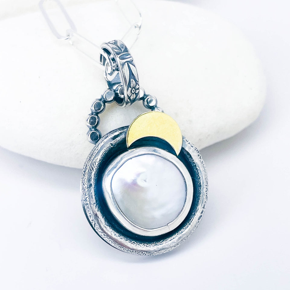 Sterling Silver Pearl Pendant - Serenity Talisman