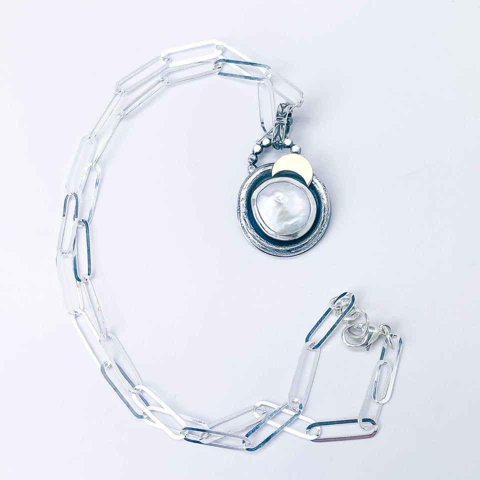 Sterling Silver Pearl Pendant - Serenity Talisman