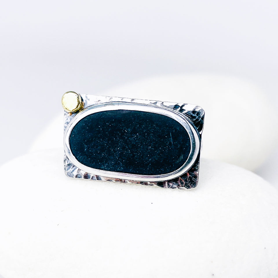 Sterling Silver Basalt Ring - Protection Talisman