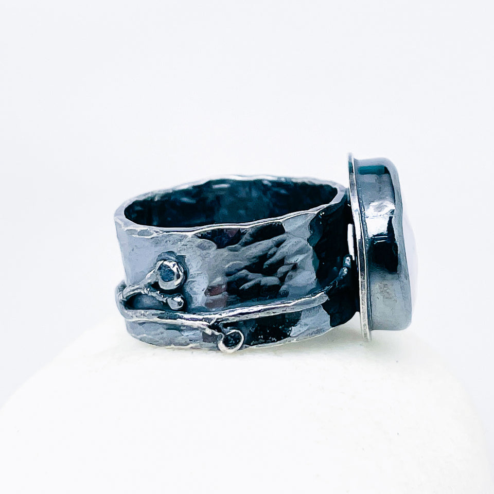 Sterling Silver Freshwater Pearl Ring - Intuition Talisman Size 7