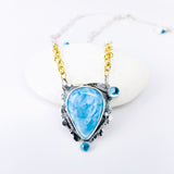 Sterling Silver Larimar Necklace - Serenity Talisman