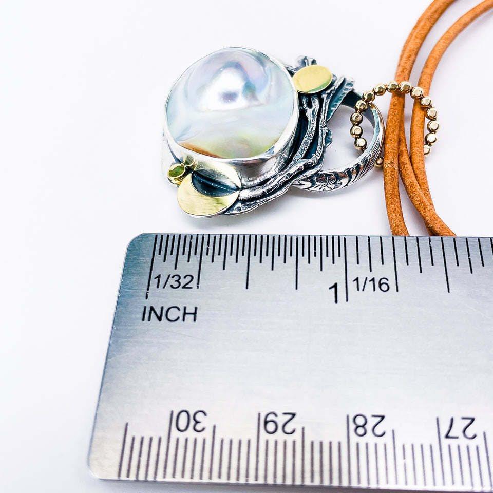 Sterling Silver Mabe Pearl Necklace - Stillness Talisman