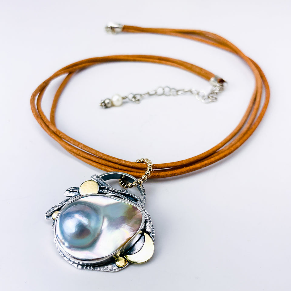 Sterling Silver Mabe Pearl Necklace - Stillness Talisman
