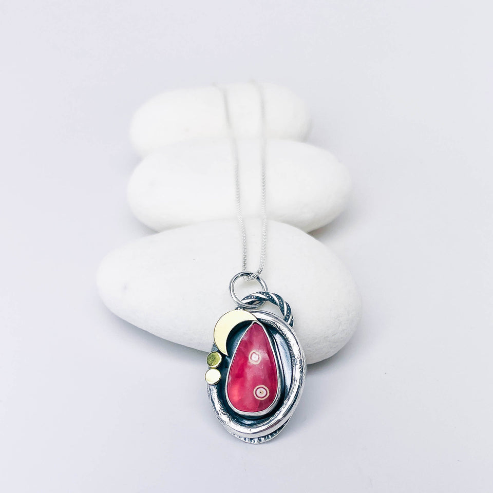 Sterling Silver Rhodochrosite Pendant - North Star Talisman