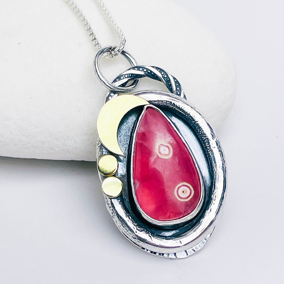 Sterling Silver Rhodochrosite Pendant - North Star Talisman