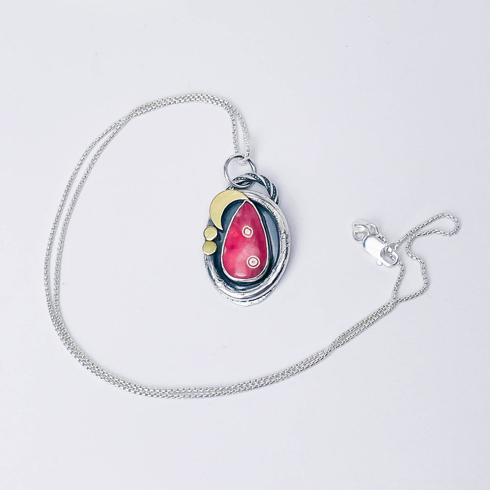 Sterling Silver Rhodochrosite Pendant - North Star Talisman