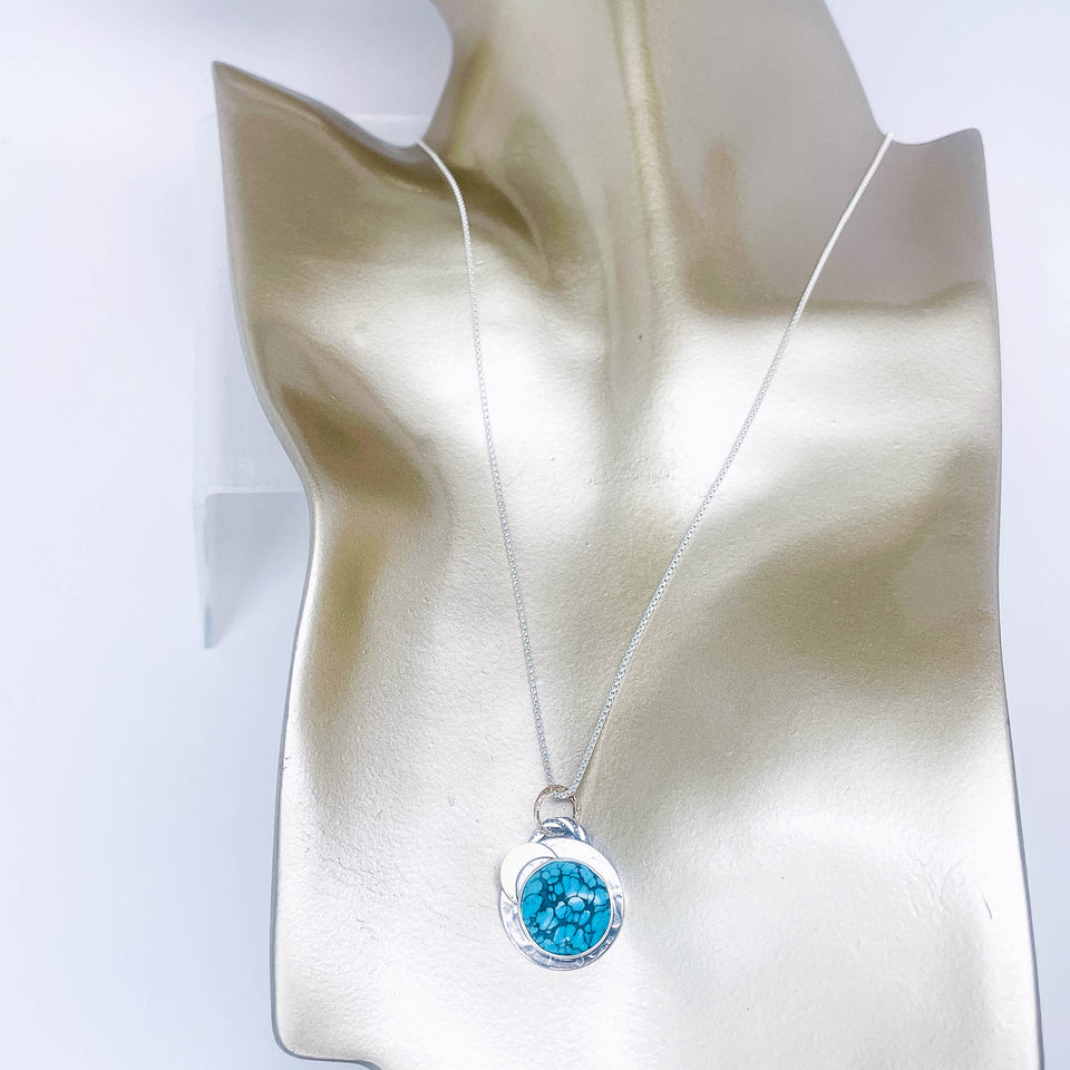 Sterling Silver Turquoise Necklace - Intuitive Strength Talisman