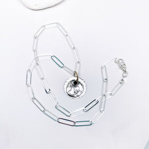 Sterling Silver Ginkgo Pendant Necklace - Black Spinel