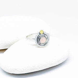 Sterling Silver Rose Quartz Ring with Gold Size 9