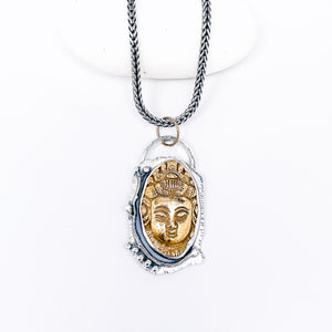 Quan Yin Necklace Pendant - Bronze in Sterling Silver