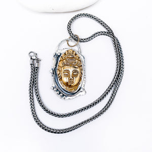 Quan Yin Necklace Pendant - Bronze in Sterling Silver