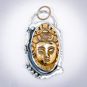 Quan Yin Necklace Pendant - Bronze in Sterling Silver