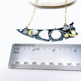 Sterling Silver Cat In The Cradle Statement Necklace (Gunmetal)