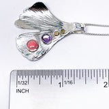 Peruvian Pink Opal Sterling Silver Ginkgo Pendant - Amethyst and Peruvian Opal