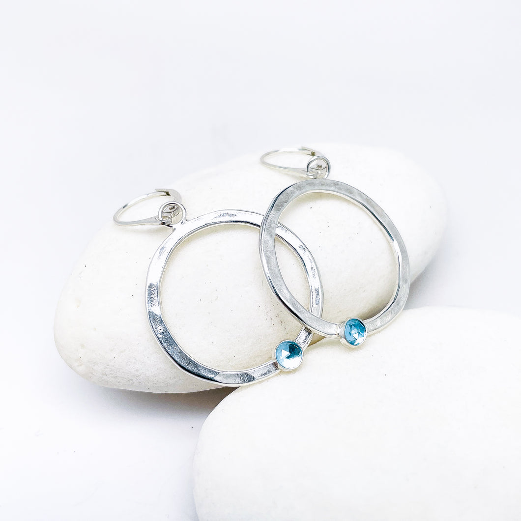 Sterling Silver Blue Topaz Earrings - Dangle Earrings