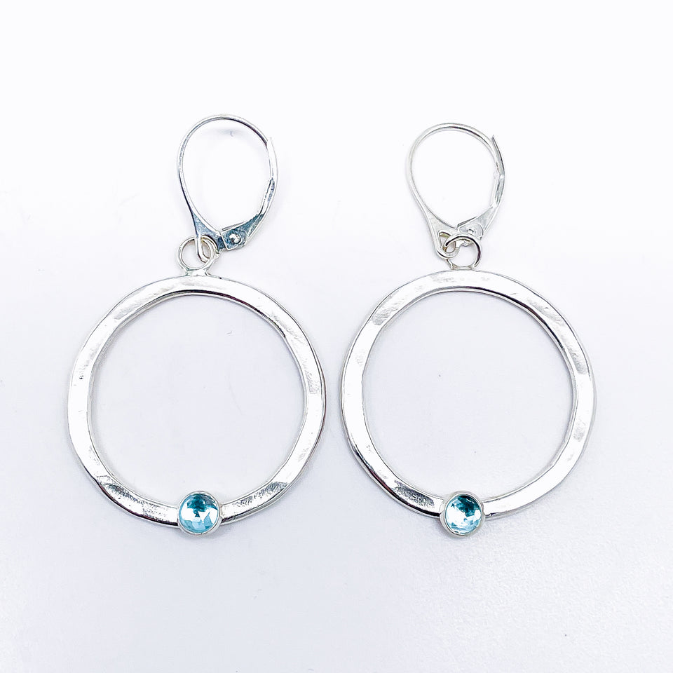 Sterling Silver Blue Topaz Earrings - Dangle Earrings