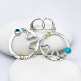 Serpent Earrings Hoop - Dangle Earrings Turquoise and Blue Topaz