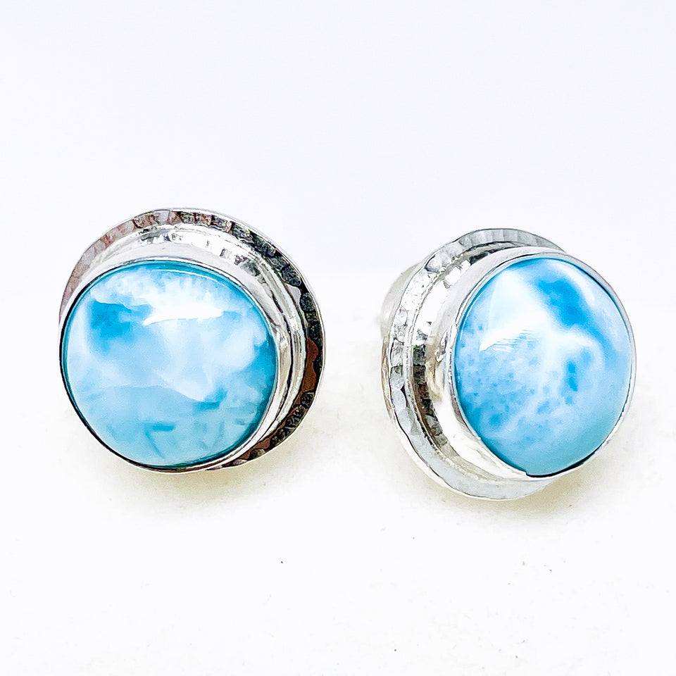 Larimar Post Earrings - Sterling Silver Larimar Stud Earrings