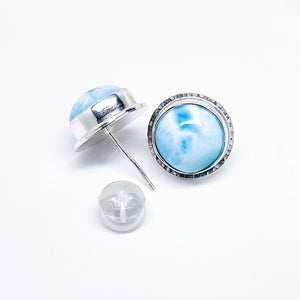 Larimar Post Earrings - Sterling Silver Larimar Stud Earrings