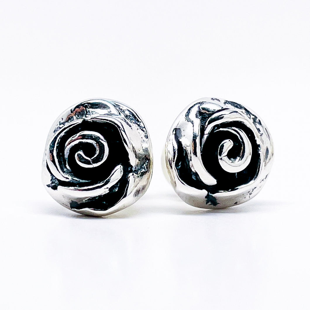 Sterling Silver Rose Earrings - Rose Sterling Silver Studs