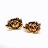 Bronze Lotus Flower Earrings - Lotus Bronze Studs