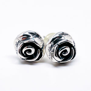 Sterling Silver Rose Earrings - Rose Sterling Silver Studs