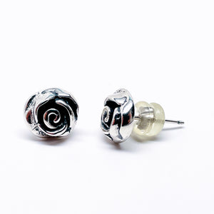 Sterling Silver Rose Earrings - Rose Sterling Silver Studs