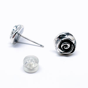 Sterling Silver Rose Earrings - Rose Sterling Silver Studs