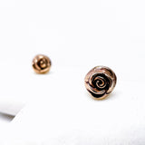 Bronze Rose Earrings - Rose Bronze Studs