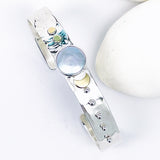 Sterling Silver Celestial Cuff - Freshwater Pearl, Gold Crescent Moon